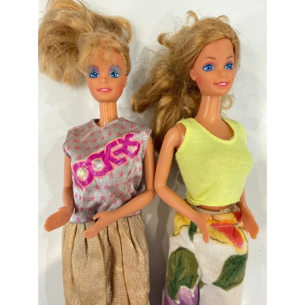 Vintage Mattel Barbie Dolls Lot of 2 1966 Body Neon 90s Fashion Floral Rock Star